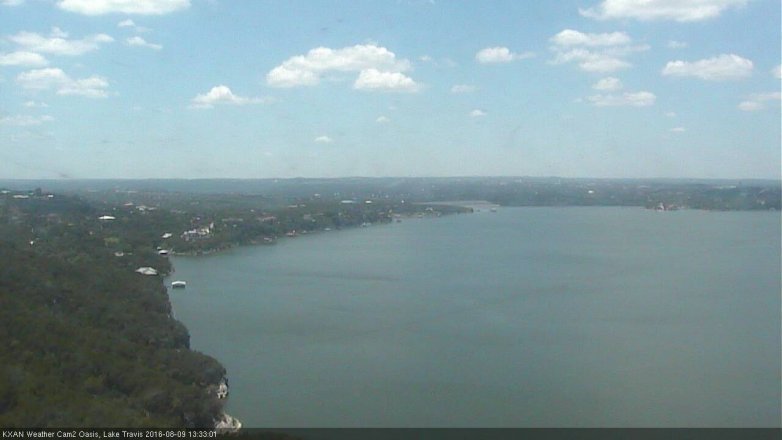 Lake Travis webcam, August 9, 2016 12:55 PM CT