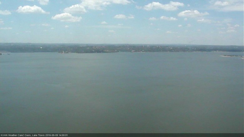 Lake Travis webcam, August 9, 2016 1:15 PM CT