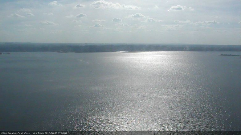 Lake Travis webcam, August 9, 2016 4:50 PM CT