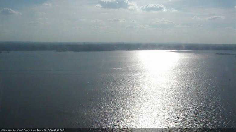 Lake Travis webcam, August 9, 2016 5:30 PM CT