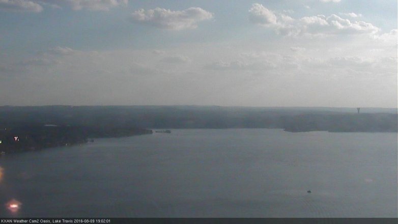 Lake Travis webcam, August 9, 2016 6:05 PM CT