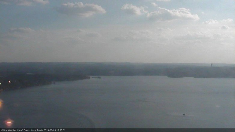 Lake Travis webcam, August 9, 2016 6:10 PM CT