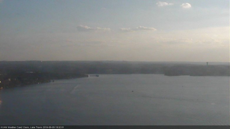 Lake Travis webcam, August 9, 2016 6:45 PM CT