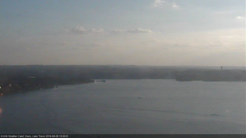Lake Travis webcam, August 9, 2016 6:55 PM CT