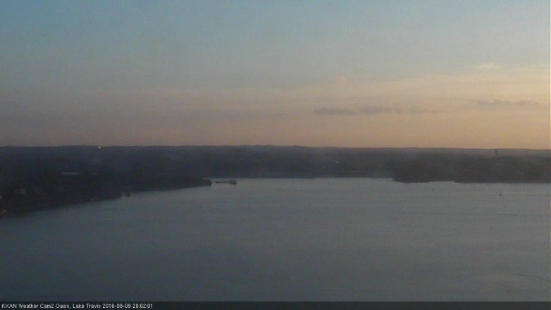 Lake Travis webcam, August 9, 2016 7:15 PM CT