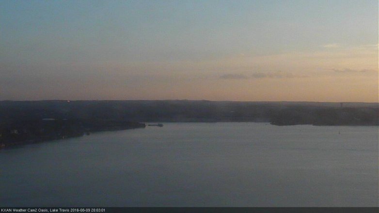 Lake Travis webcam, August 9, 2016 7:30 PM CT