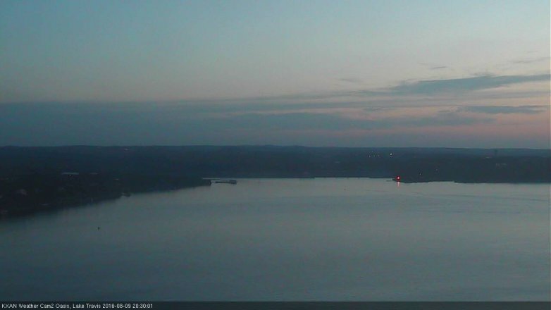 Lake Travis webcam, August 9, 2016 7:35 PM CT
