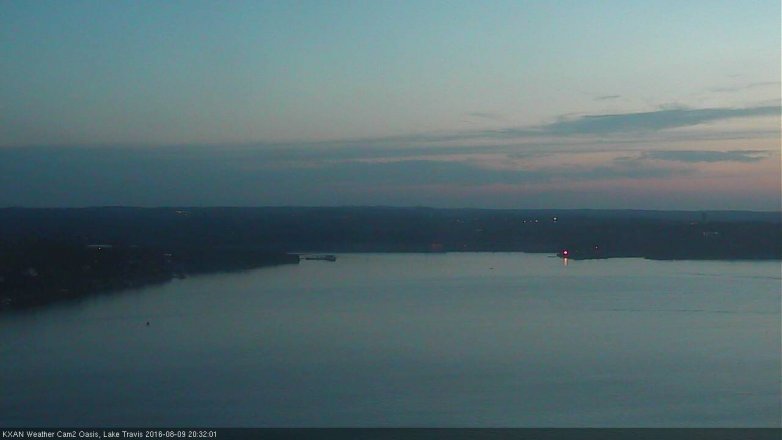 Lake Travis webcam, August 9, 2016 7:55 PM CT