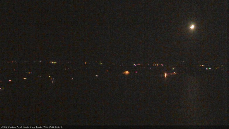 Lake Travis webcam, August 9, 2016 11:25 PM CT