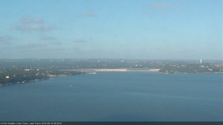 Lake Travis webcam, August 10, 2016 9:00 AM CT
