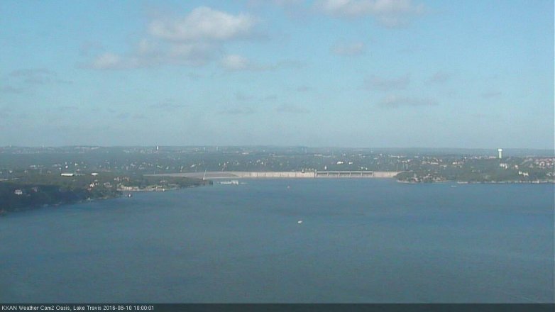 Lake Travis webcam, August 10, 2016 9:20 AM CT