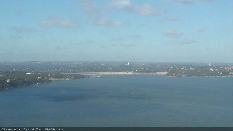 Lake Travis webcam, August 10, 2016 9:30 AM CT