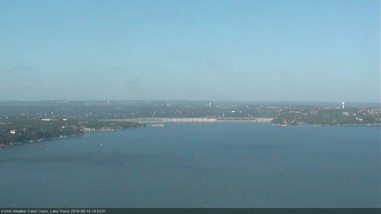 Lake Travis webcam, August 10, 2016 9:50 AM CT