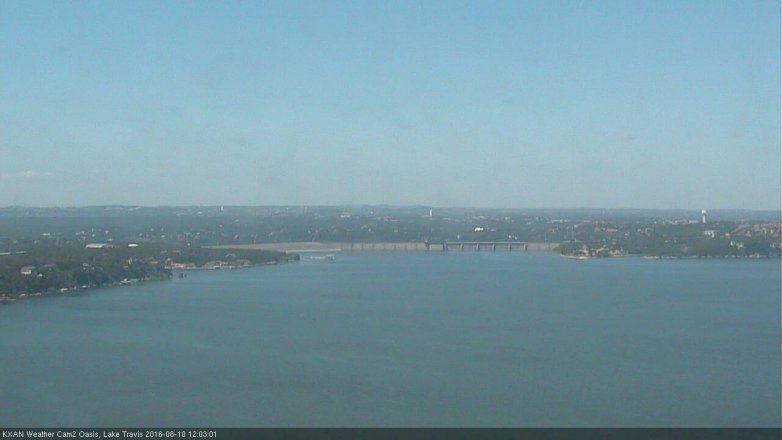 Lake Travis webcam, August 10, 2016 11:30 AM CT
