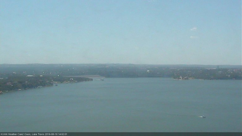 Lake Travis webcam, August 10, 2016 1:20 PM CT