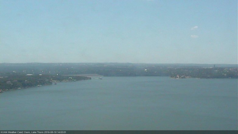 Lake Travis webcam, August 10, 2016 1:30 PM CT