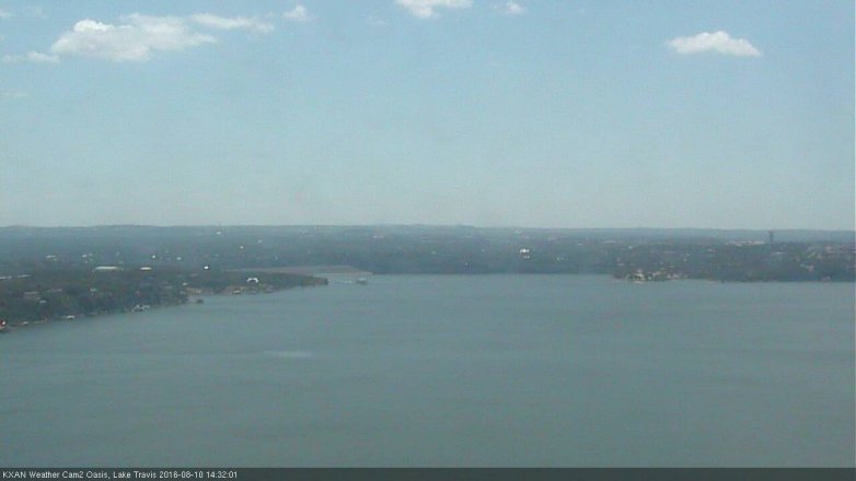 Lake Travis webcam, August 10, 2016 1:50 PM CT