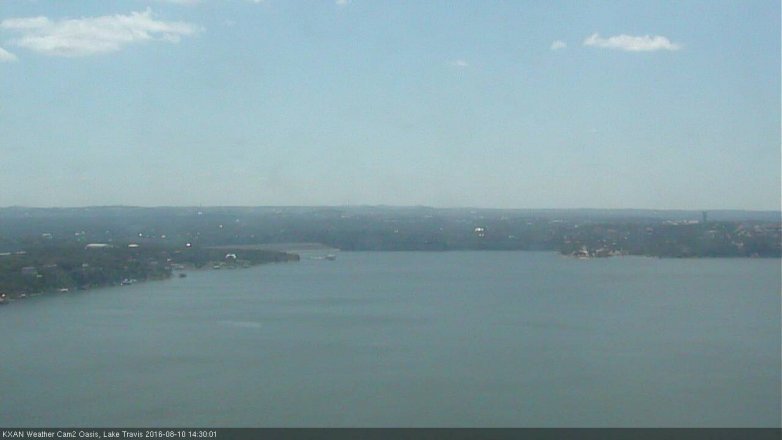 Lake Travis webcam, August 10, 2016 2:00 PM CT