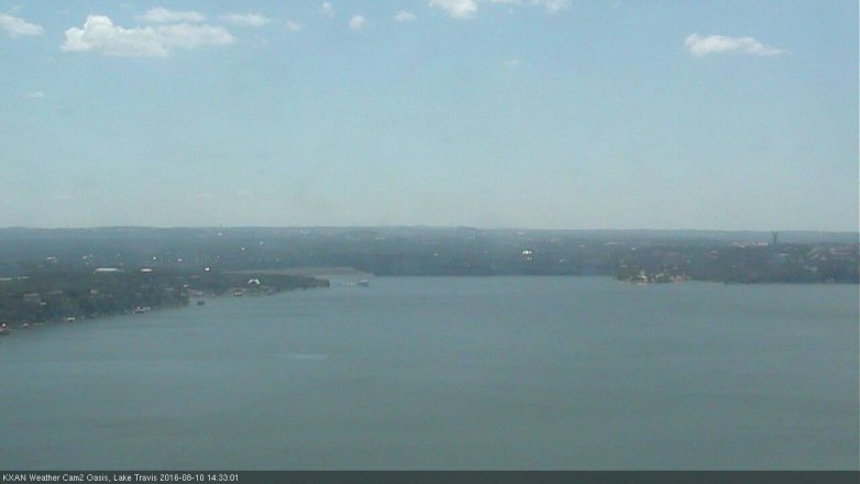 Lake Travis webcam, August 10, 2016 2:05 PM CT