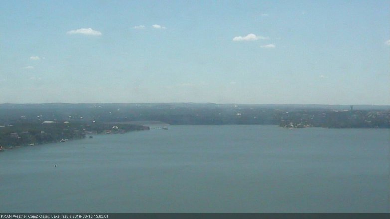 Lake Travis webcam, August 10, 2016 2:15 PM CT