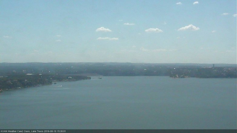 Lake Travis webcam, August 10, 2016 2:55 PM CT