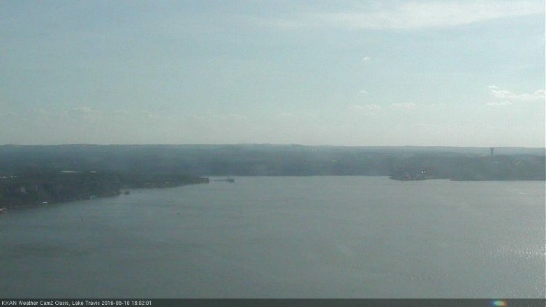 Lake Travis webcam, August 10, 2016 5:20 PM CT
