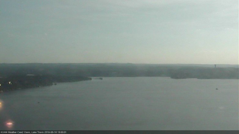 Lake Travis webcam, August 10, 2016 6:20 PM CT