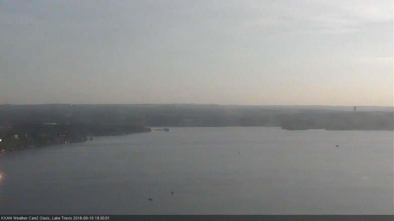 Lake Travis webcam, August 10, 2016 6:45 PM CT