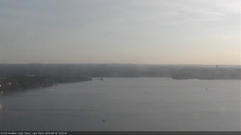 Lake Travis webcam, August 10, 2016 7:00 PM CT