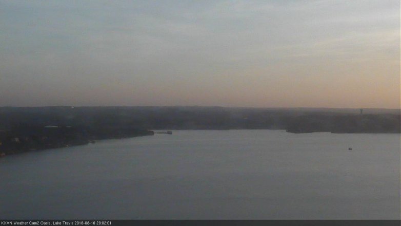 Lake Travis webcam, August 10, 2016 7:20 PM CT