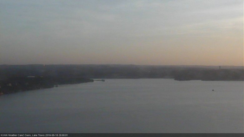 Lake Travis webcam, August 10, 2016 7:25 PM CT