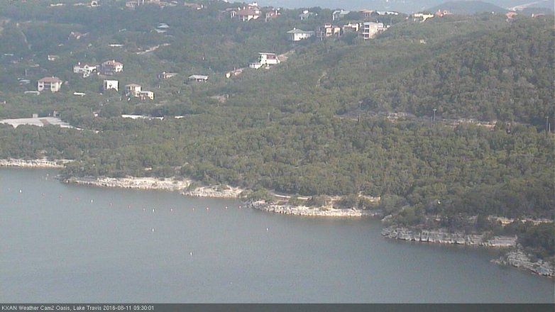 Lake Travis webcam, August 11, 2016 9:00 AM CT