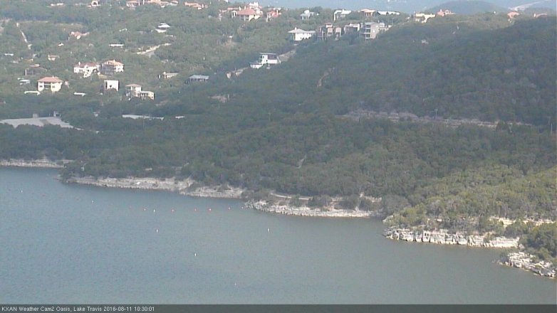 Lake Travis webcam, August 11, 2016 9:55 AM CT