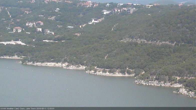 Lake Travis webcam, August 11, 2016 11:30 AM CT