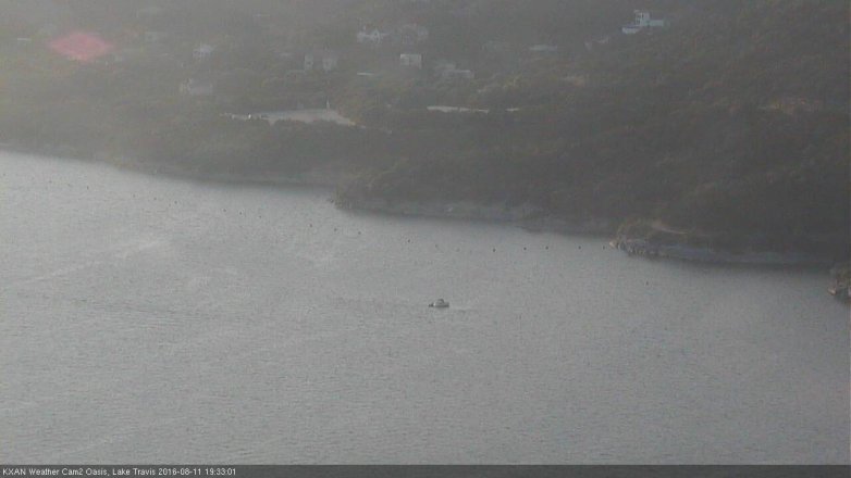 Lake Travis webcam, August 11, 2016 6:45 PM CT