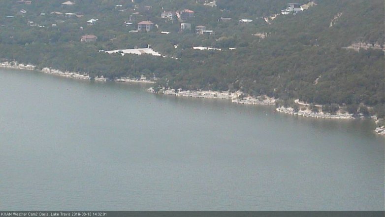 Lake Travis webcam, August 12, 2016 1:55 PM CT