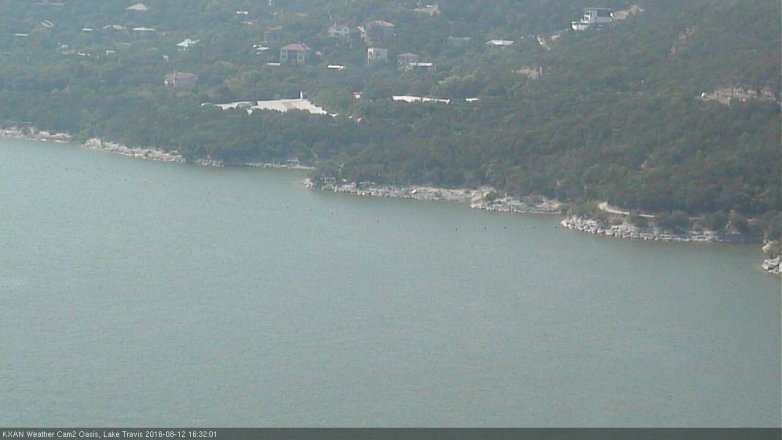Lake Travis webcam, August 12, 2016 3:55 PM CT