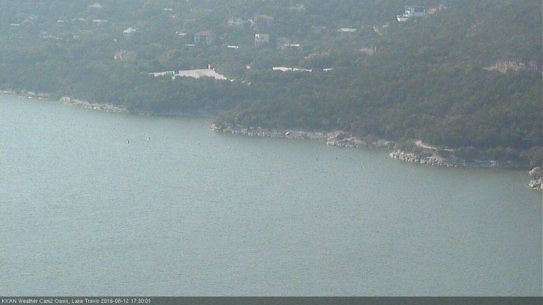Lake Travis webcam, August 12, 2016 4:45 PM CT
