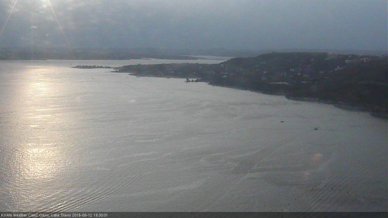 Lake Travis webcam, August 12, 2016 7:00 PM CT