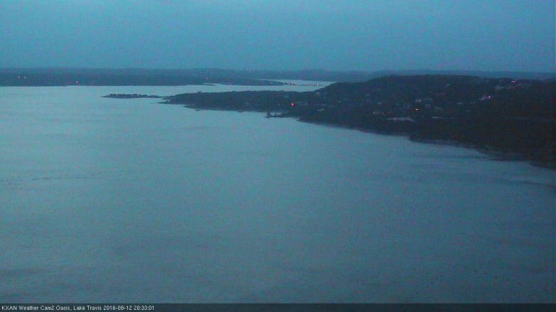 Lake Travis webcam, August 12, 2016 7:50 PM CT