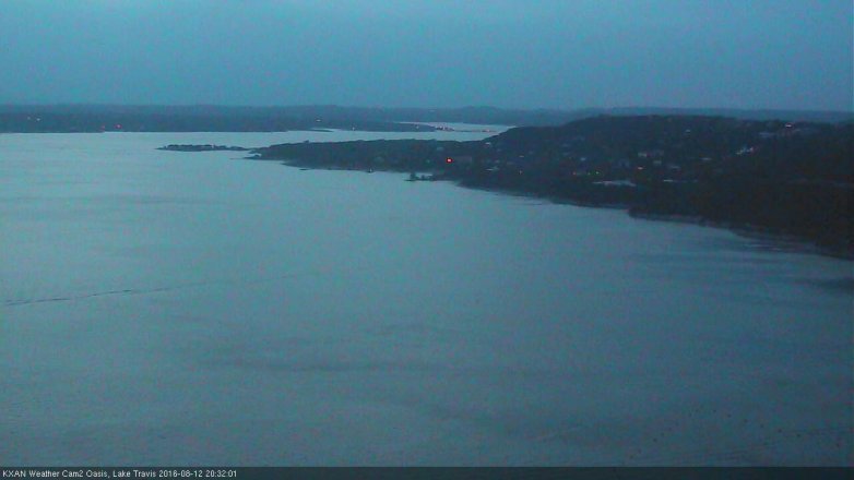 Lake Travis webcam, August 12, 2016 8:00 PM CT