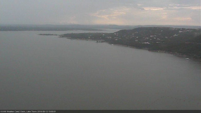 Lake Travis webcam, August 13, 2016 6:25 PM CT