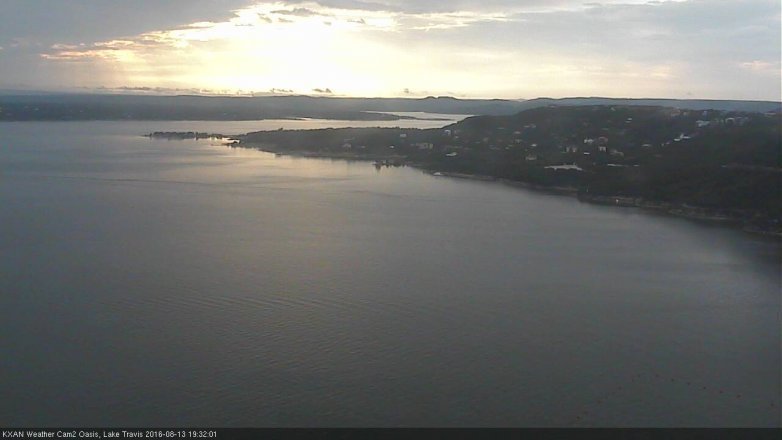 Lake Travis webcam, August 13, 2016 6:40 PM CT