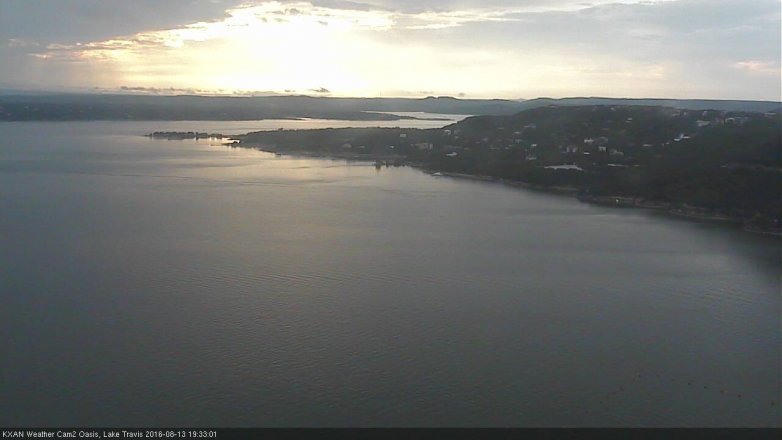 Lake Travis webcam, August 13, 2016 6:55 PM CT