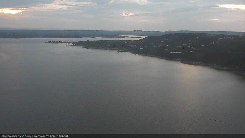 Lake Travis webcam, August 13, 2016 7:05 PM CT