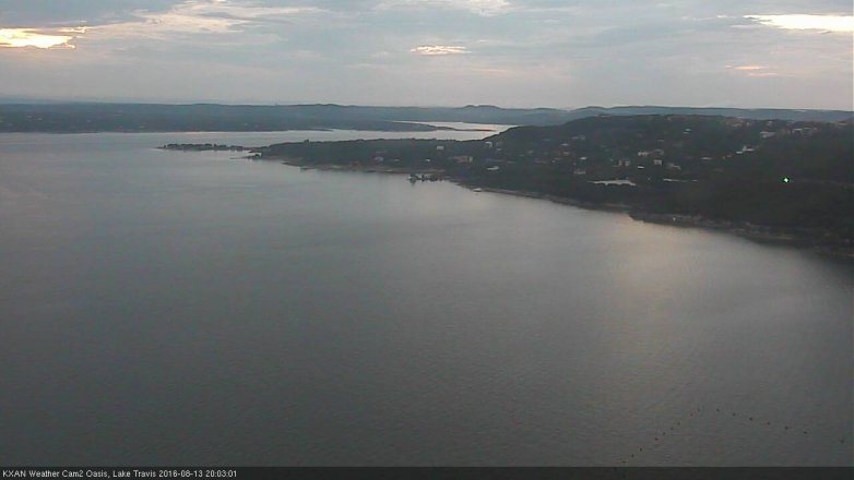 Lake Travis webcam, August 13, 2016 7:35 PM CT