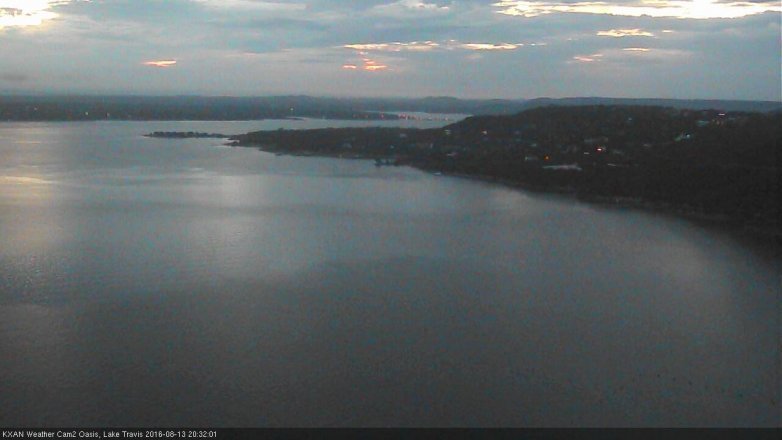 Lake Travis webcam, August 13, 2016 7:45 PM CT