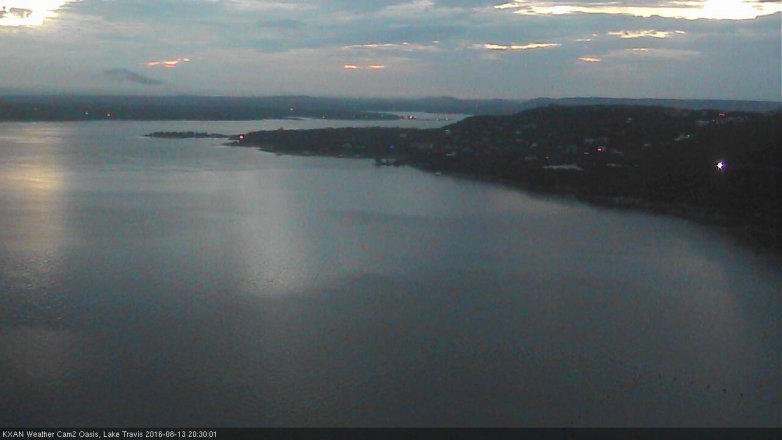 Lake Travis webcam, August 13, 2016 7:50 PM CT