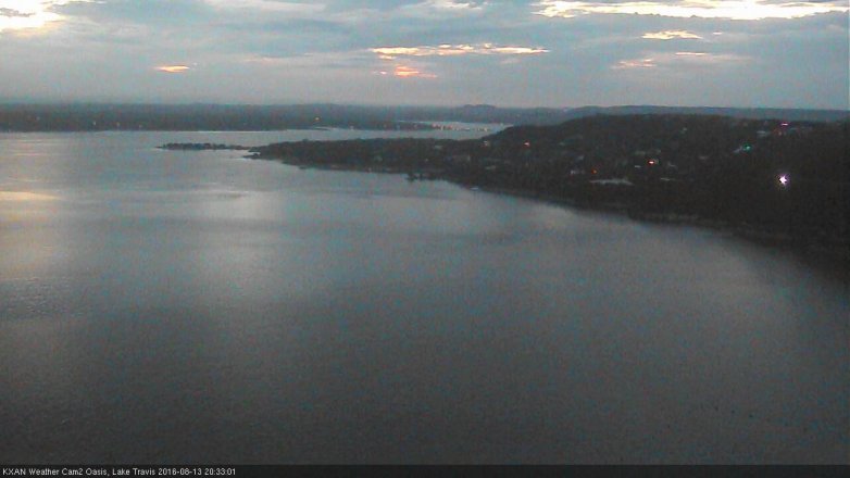 Lake Travis webcam, August 13, 2016 8:05 PM CT