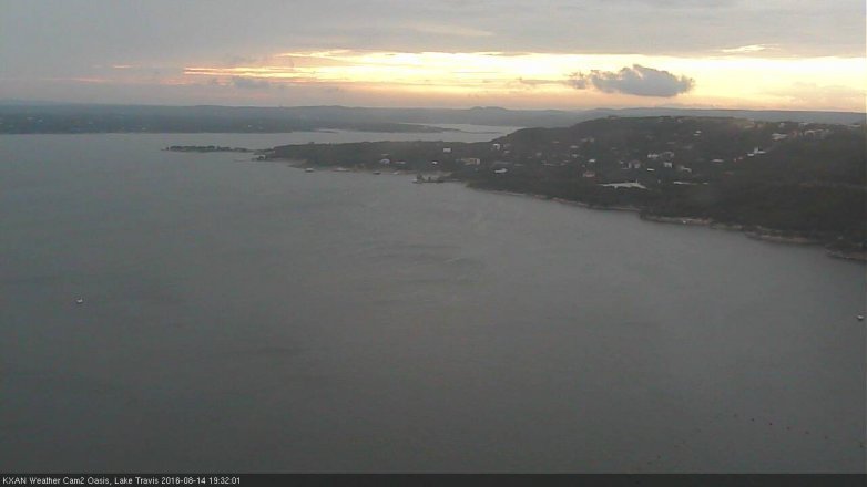 Lake Travis webcam, August 14, 2016 6:40 PM CT
